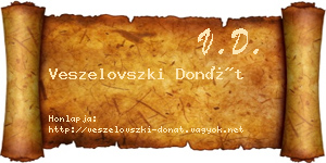 Veszelovszki Donát névjegykártya